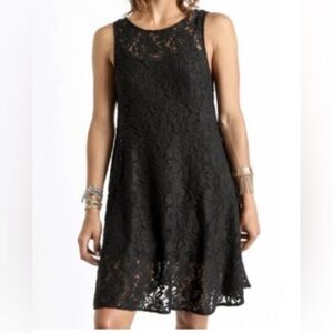 Free People Elegant Black Sleeveless Floral Crochet Lace Dress.     Size-X-Small